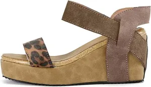 Lausiuoe Wedge Sandals For Women,Women's Ankle Strap Wedge Sandals Casual Dressy Summer Beach Open Toe Platform Sandals