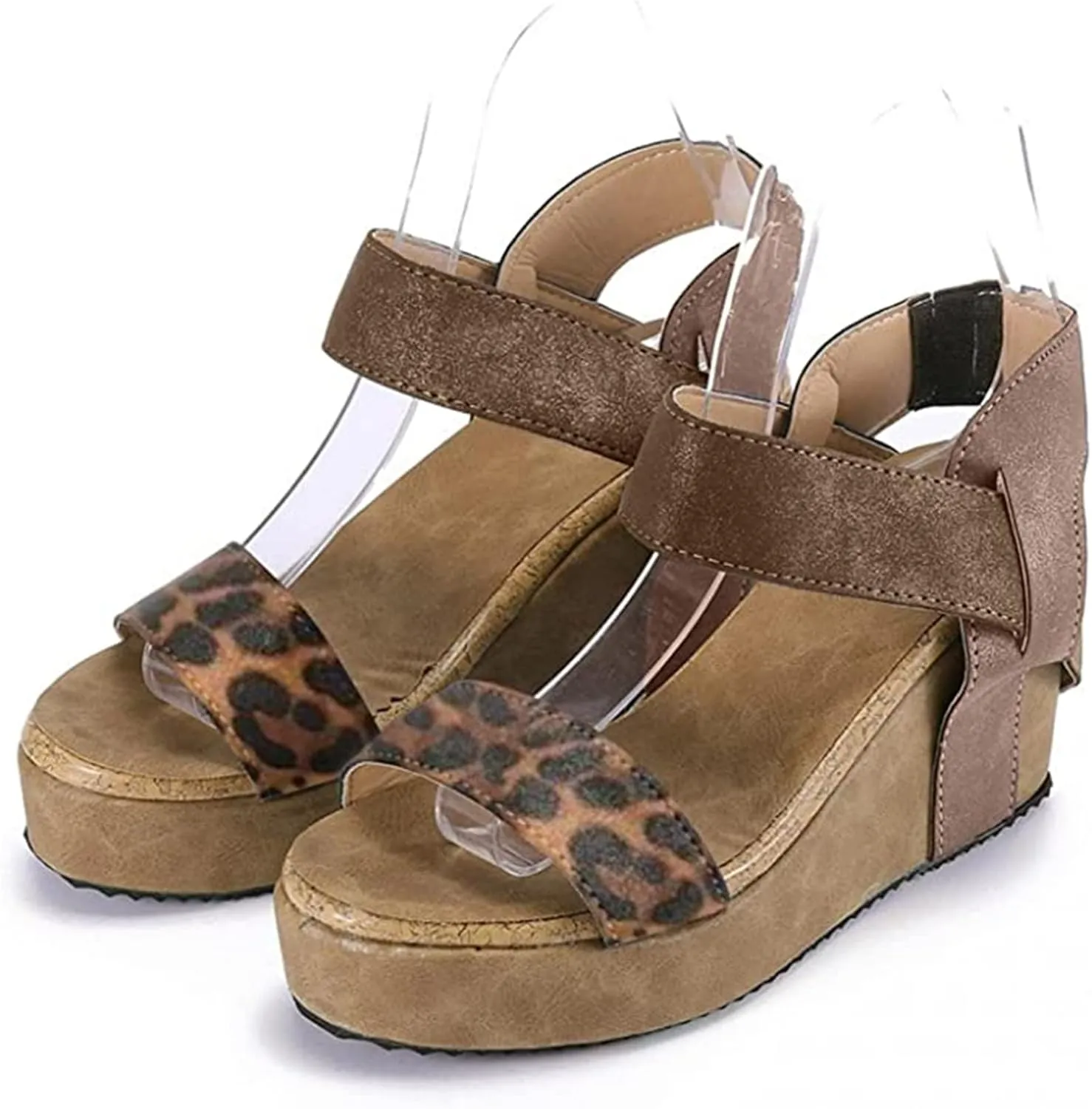 Lausiuoe Wedge Sandals For Women,Women's Ankle Strap Wedge Sandals Casual Dressy Summer Beach Open Toe Platform Sandals