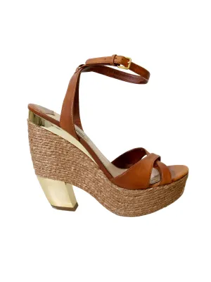 Leather Platform Wedge Sandals