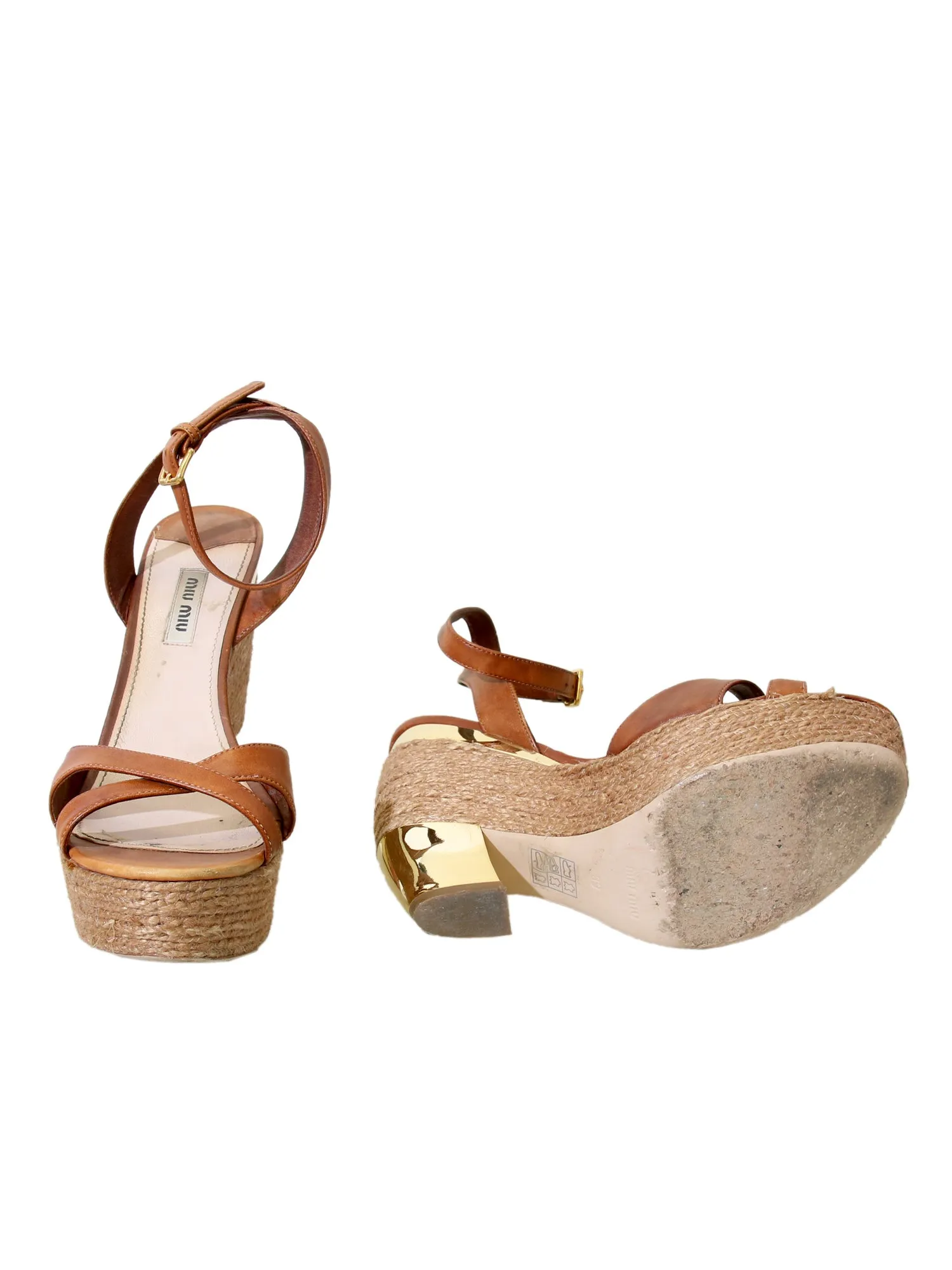 Leather Platform Wedge Sandals