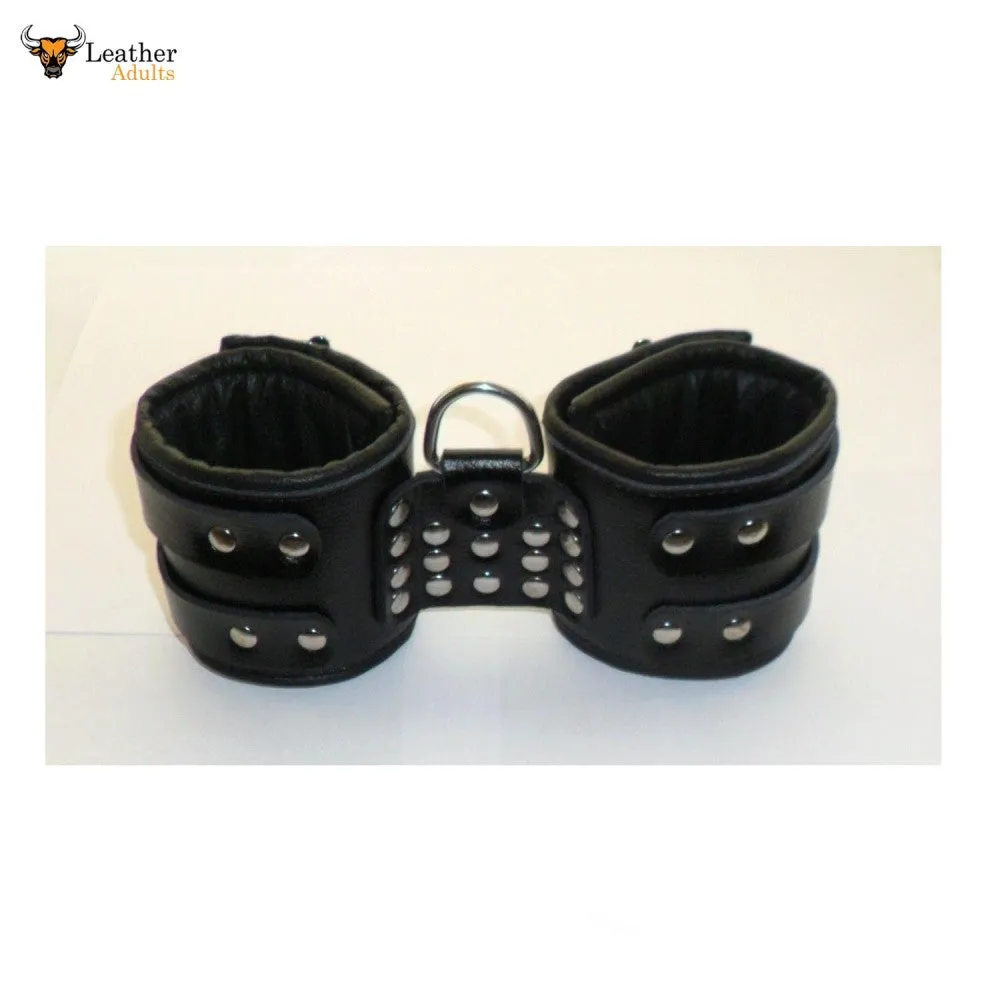 LEATHER WRIST CUFFS HANDCUFFS HEAVY DUTY Hand Bondage Restraints