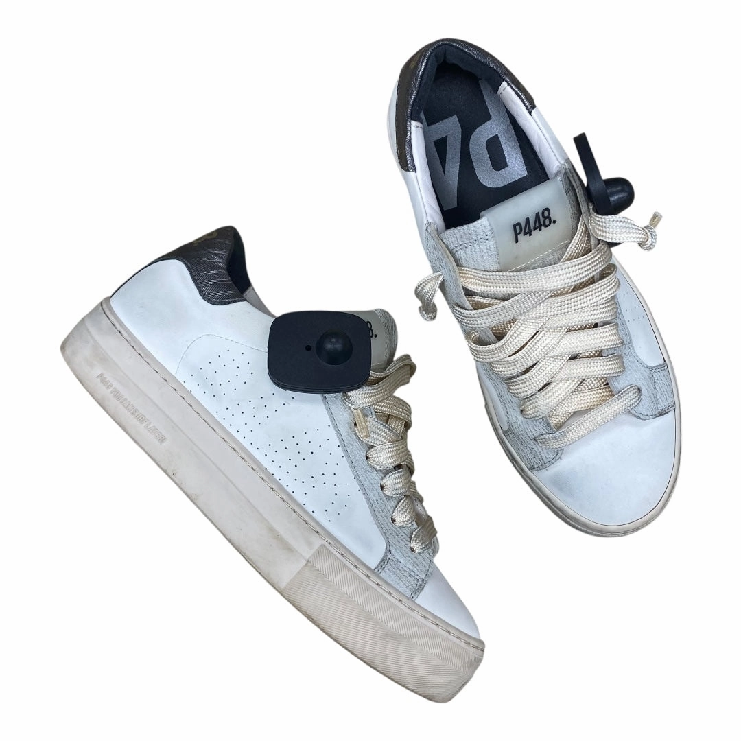 Shoes Sneakers By P448 In Grey & White, Size:7.5 Heel Clip