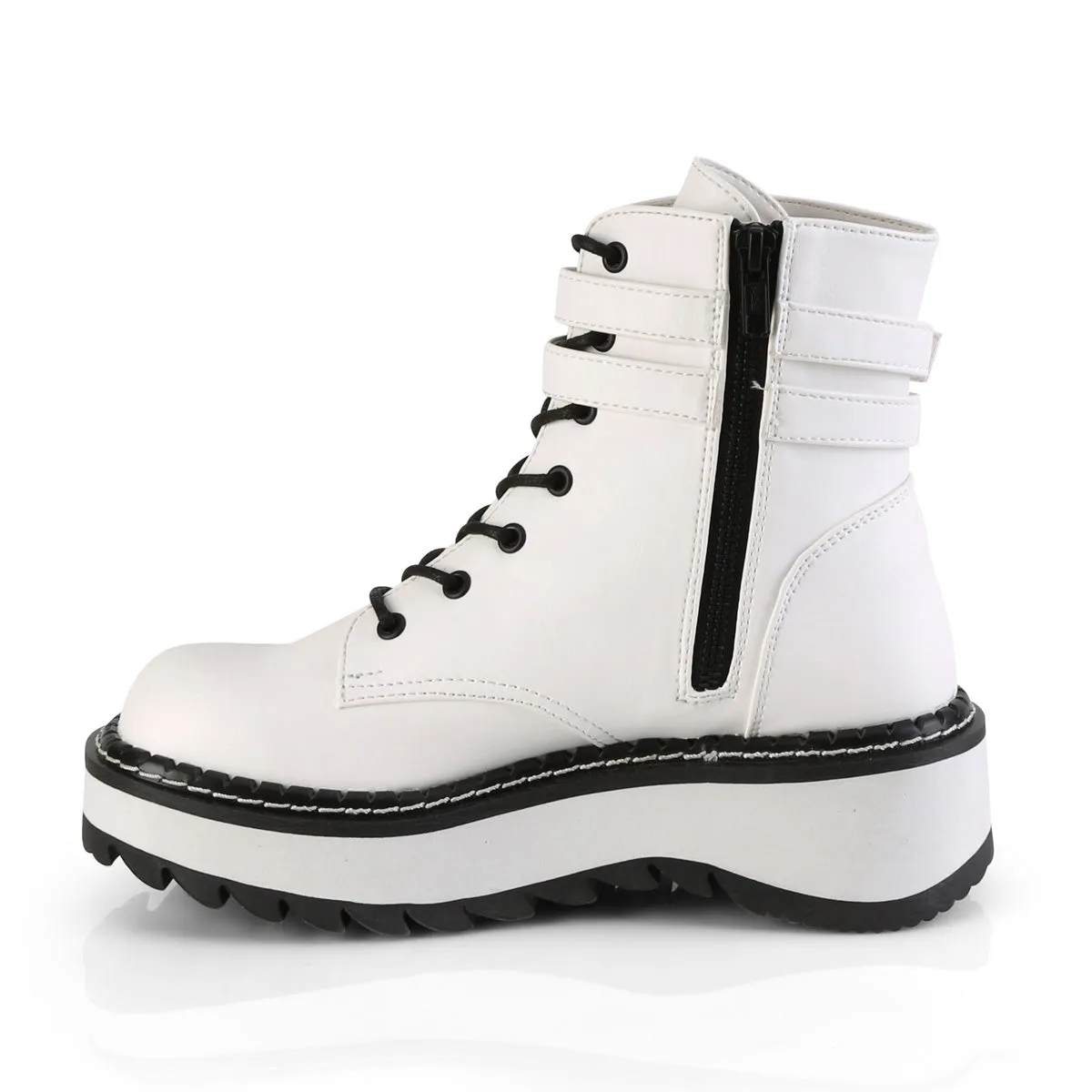 LILITH-152 DemoniaCult White Vegan Leather Sexy Women's Ankle Boots (Alternative Footwear)