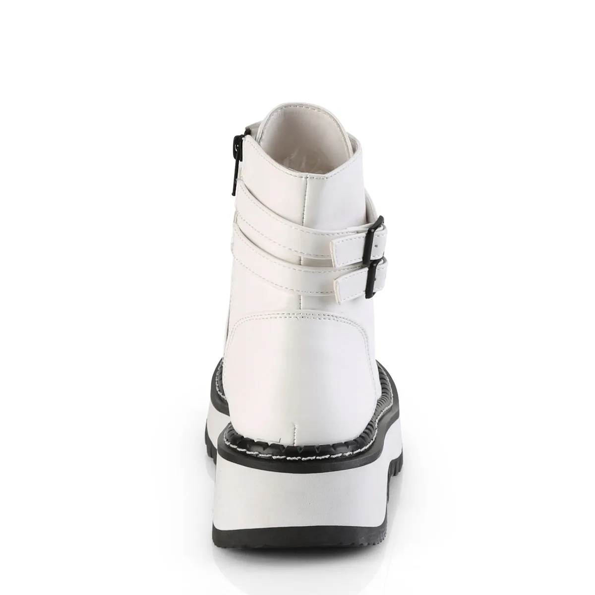 LILITH-152 DemoniaCult White Vegan Leather Sexy Women's Ankle Boots (Alternative Footwear)