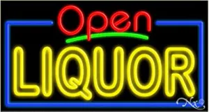 Liquor Open Handcrafted Energy Efficient Glasstube Neon Signs