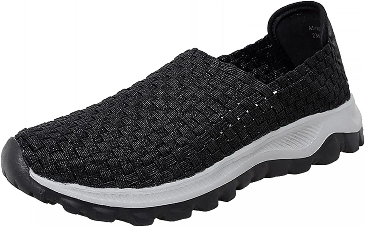 Liup Women's Elastic Woven Walking Shoes Slip on Sneakers Lightweight Woven Flats with Stretchy Upper