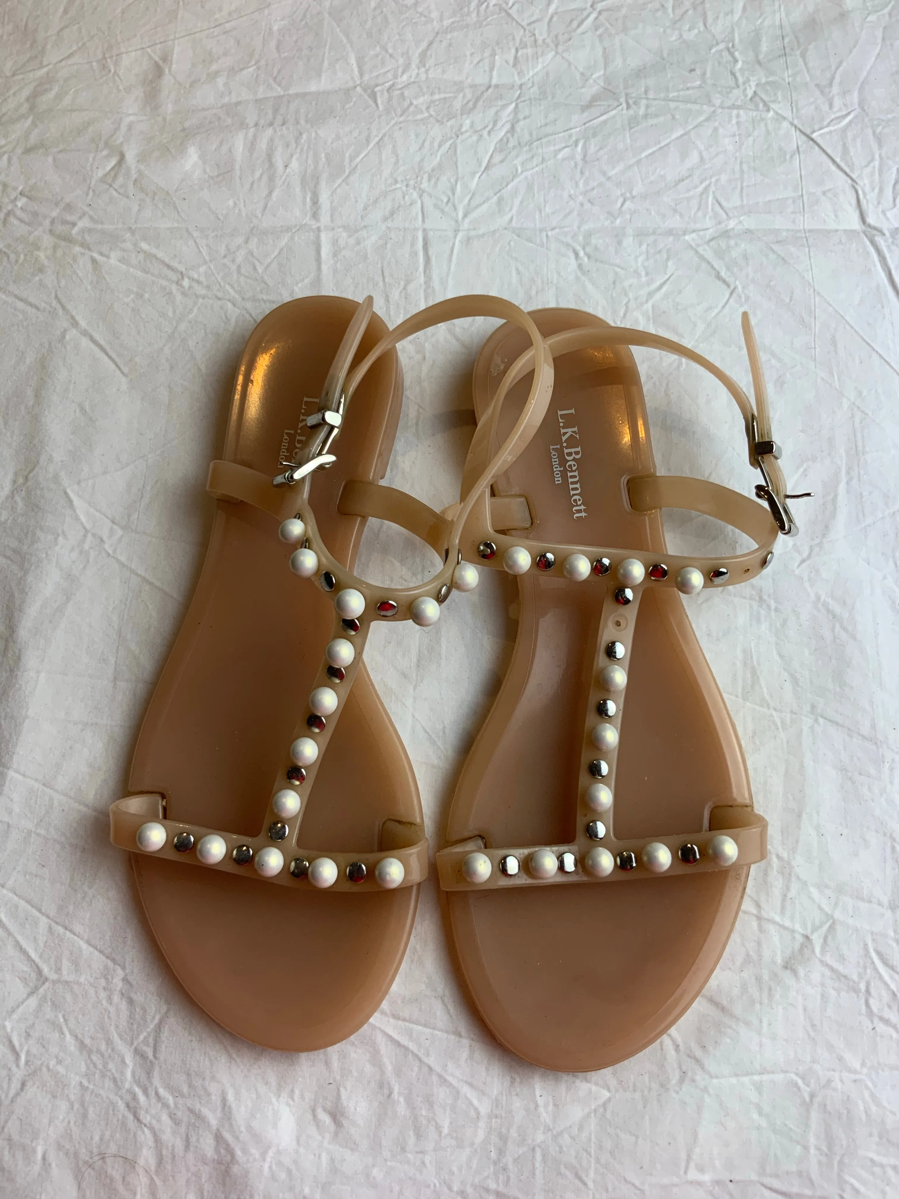 L.K. Bennett London Freja Jelly Pearls Embellished Sandals Size UK 2 US 5 EU 35 ladies