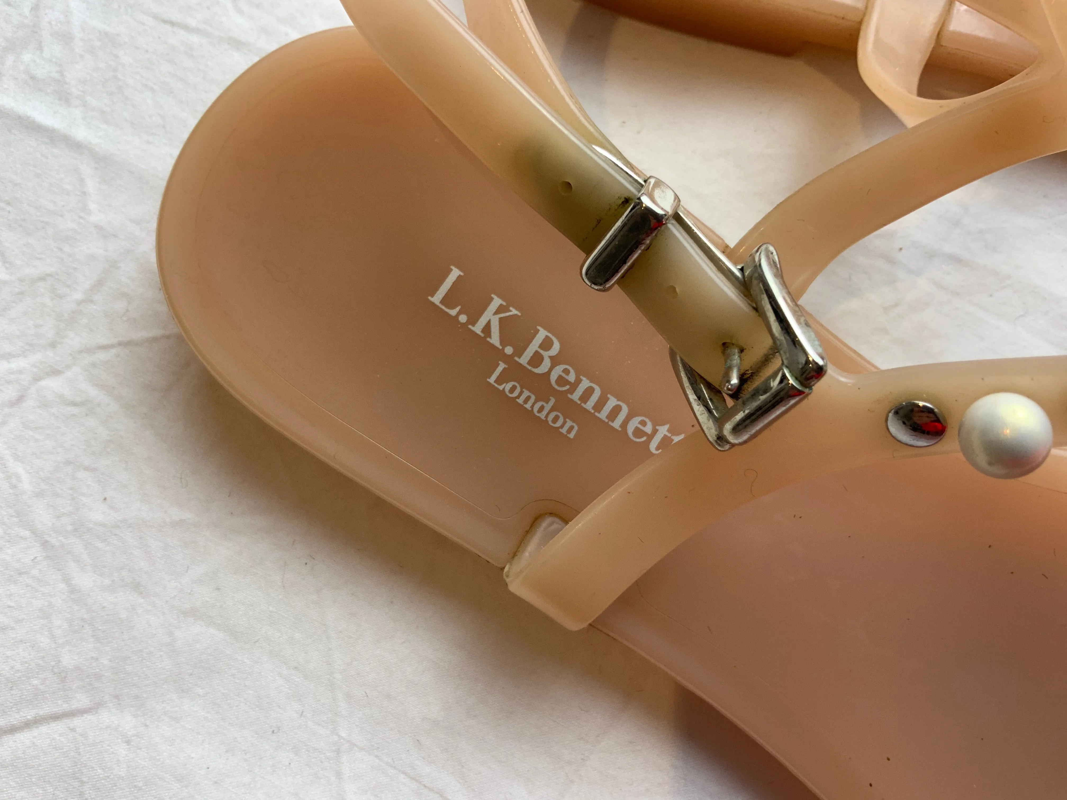 L.K. Bennett London Freja Jelly Pearls Embellished Sandals Size UK 2 US 5 EU 35 ladies