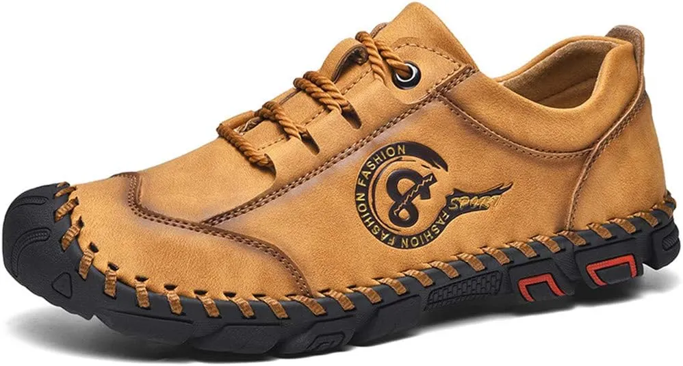 LLTMALL Men's Classic Hand-Stitched Leather Loafers Casual Lace-up Oxford Driving Shoes Outdoor Sneakers