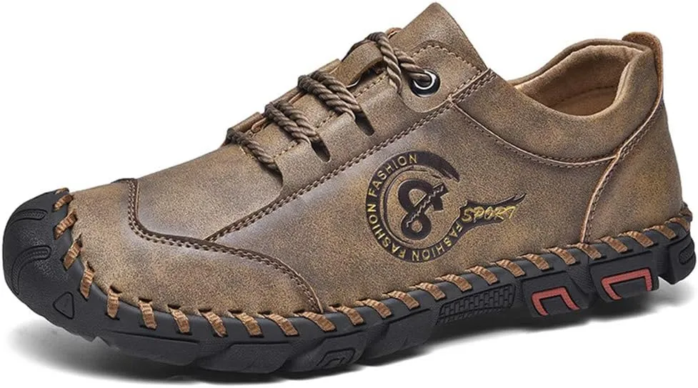 LLTMALL Men's Classic Hand-Stitched Leather Loafers Casual Lace-up Oxford Driving Shoes Outdoor Sneakers