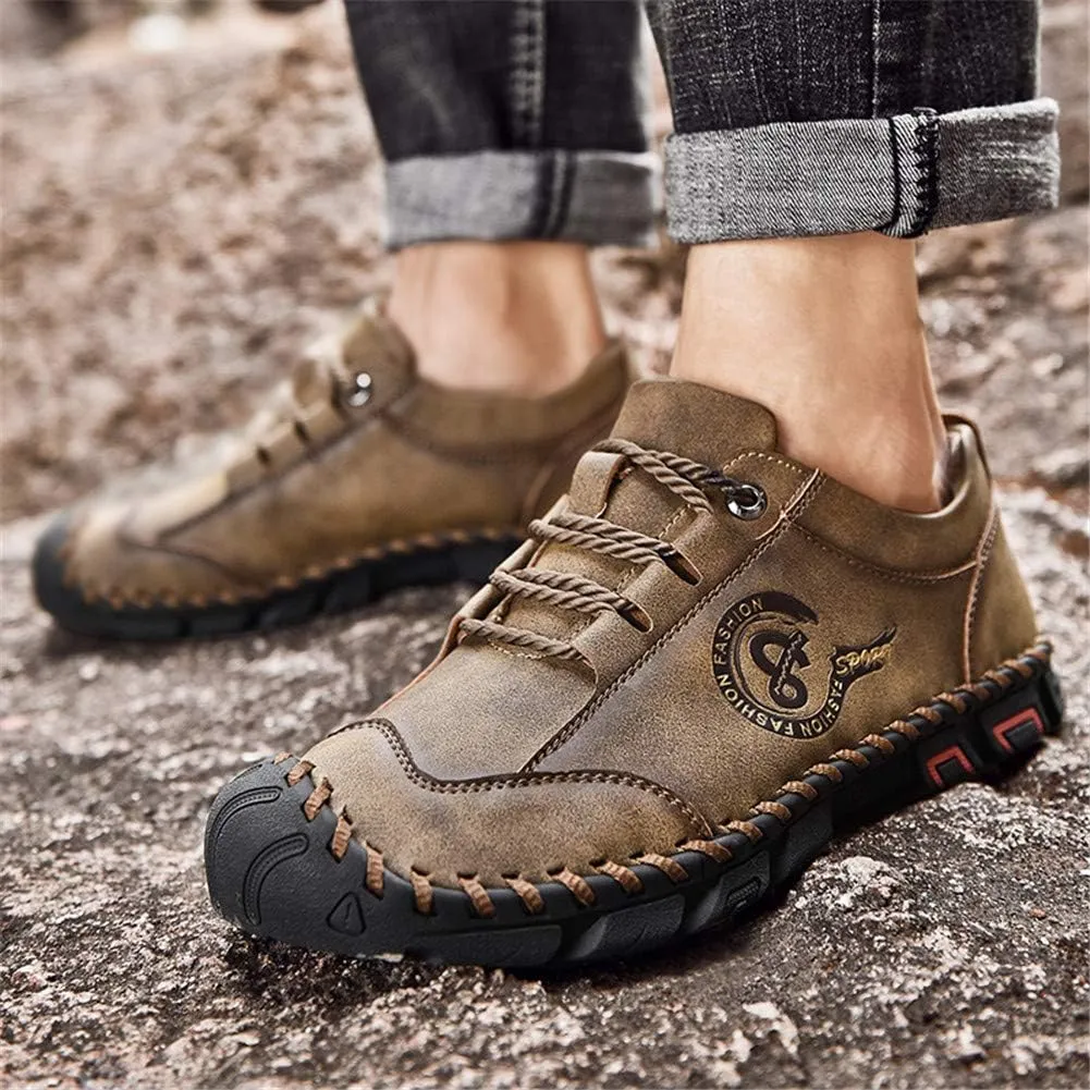 LLTMALL Men's Classic Hand-Stitched Leather Loafers Casual Lace-up Oxford Driving Shoes Outdoor Sneakers