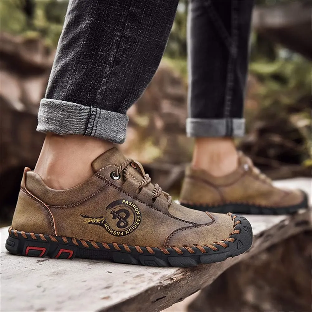 LLTMALL Men's Classic Hand-Stitched Leather Loafers Casual Lace-up Oxford Driving Shoes Outdoor Sneakers