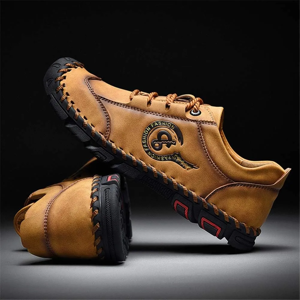 LLTMALL Men's Classic Hand-Stitched Leather Loafers Casual Lace-up Oxford Driving Shoes Outdoor Sneakers