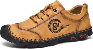 LLTMALL Men's Classic Hand-Stitched Leather Loafers Casual Lace-up Oxford Driving Shoes Outdoor Sneakers
