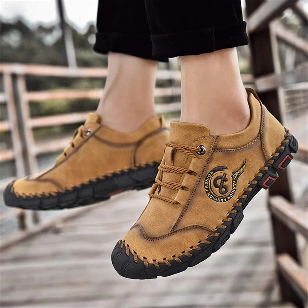 LLTMALL Men's Classic Hand-Stitched Leather Loafers Casual Lace-up Oxford Driving Shoes Outdoor Sneakers