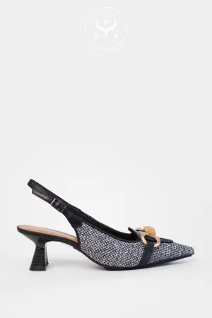 LODI KAL5306 BLACK/WHITE WOVEN LEATHER SLINGBACK SHOES