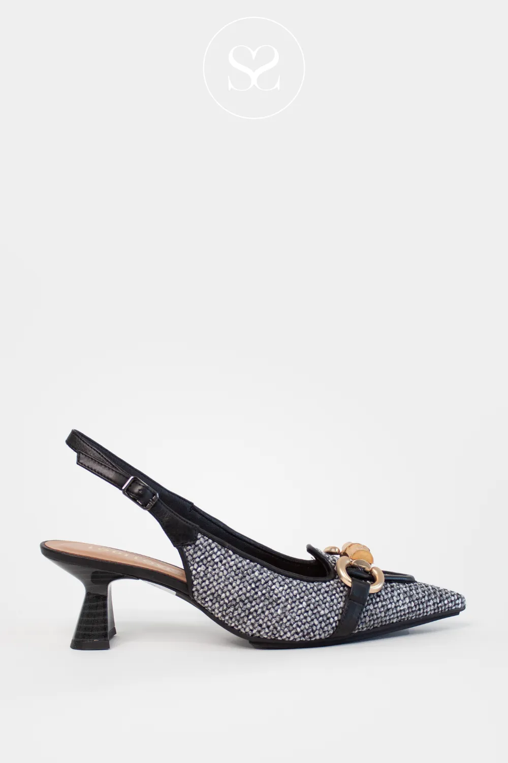 LODI KAL5306 BLACK/WHITE WOVEN LEATHER SLINGBACK SHOES