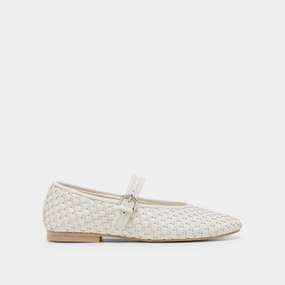 Slip-On Style Shoes Easy Strap ROSLYN WOVEN BALLET FLATS TRUE WHITE WOVEN LEATHER