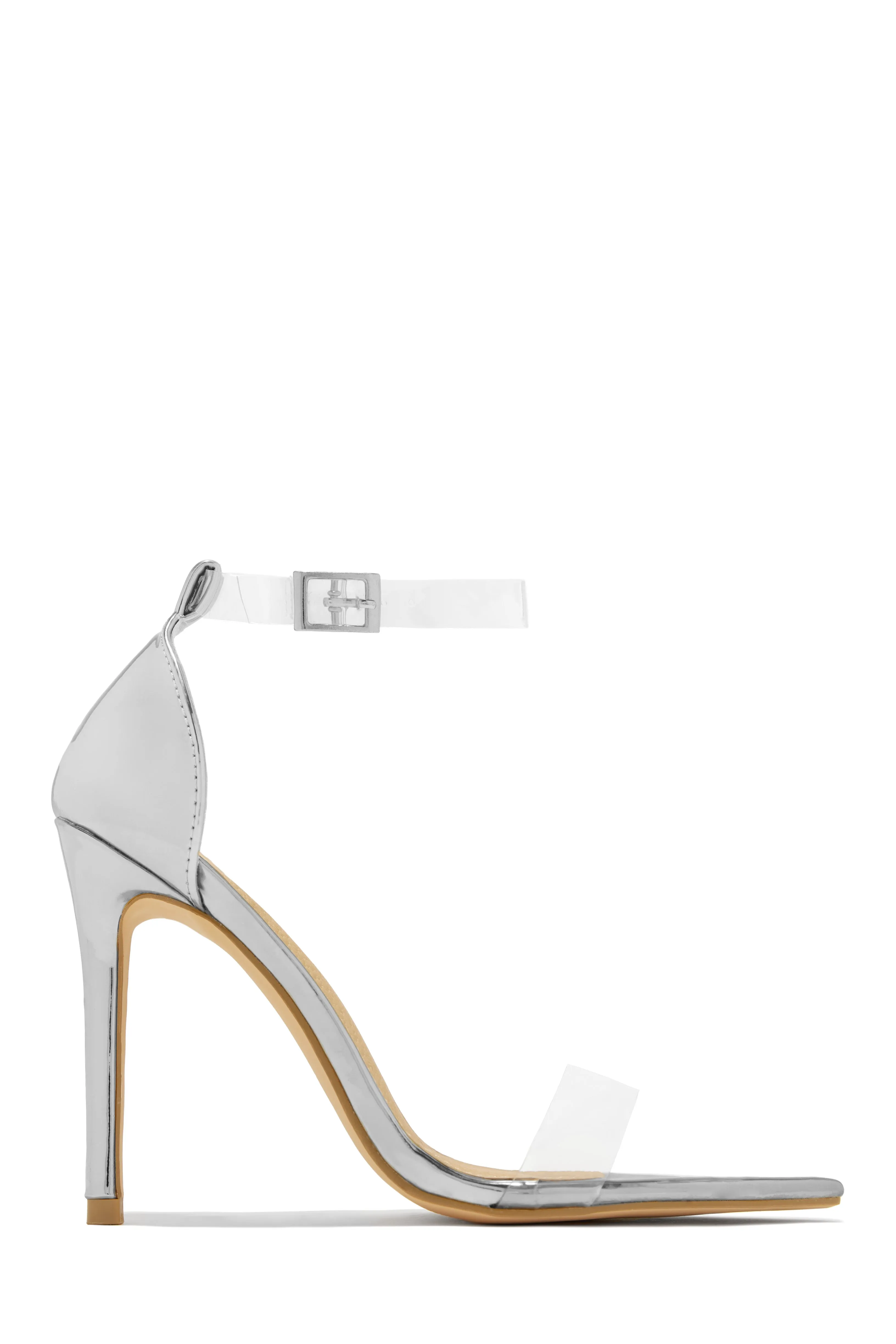 Love Me Better Clear Strap High Heels - Silver