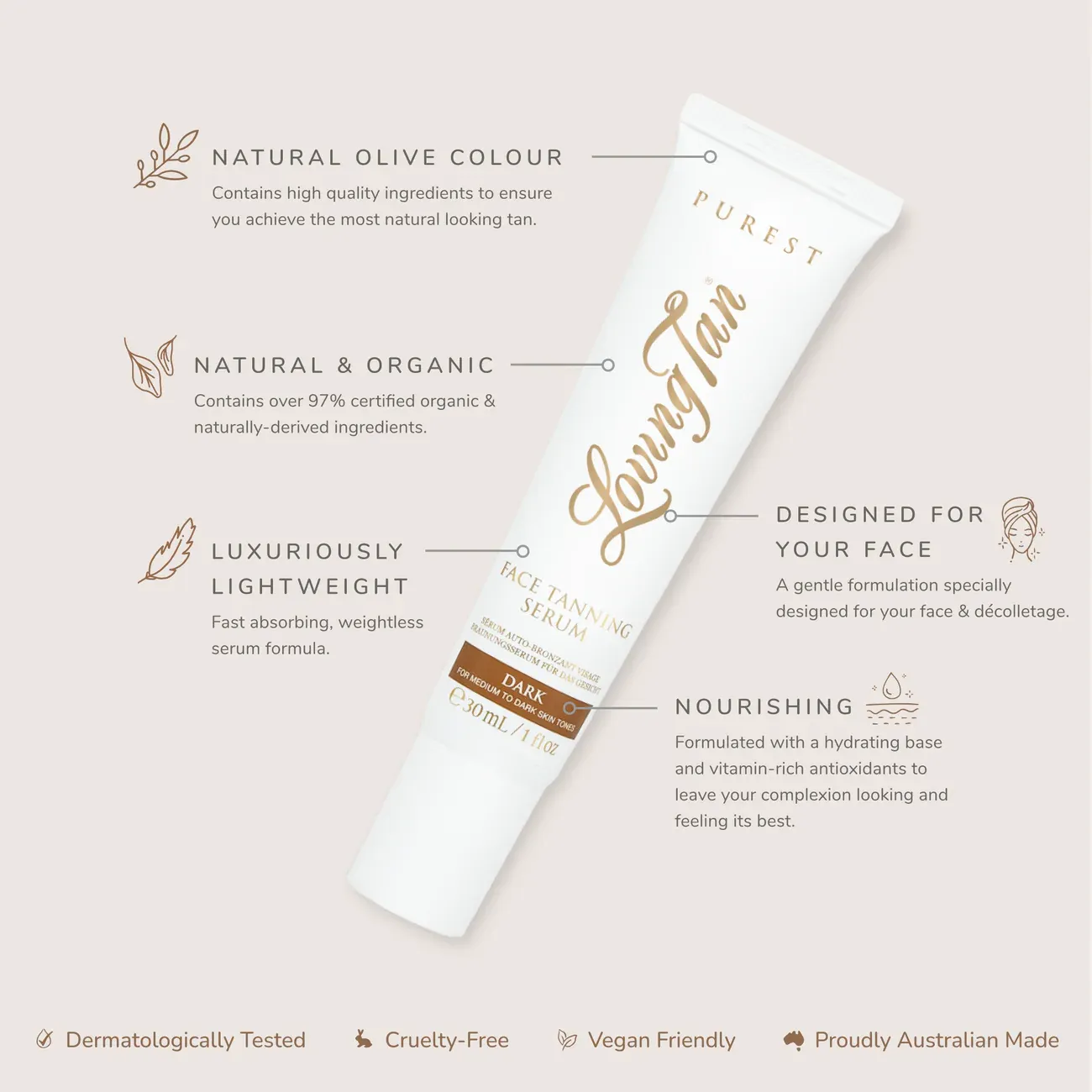 Loving Tan Purest Face Tanning Serum Dark