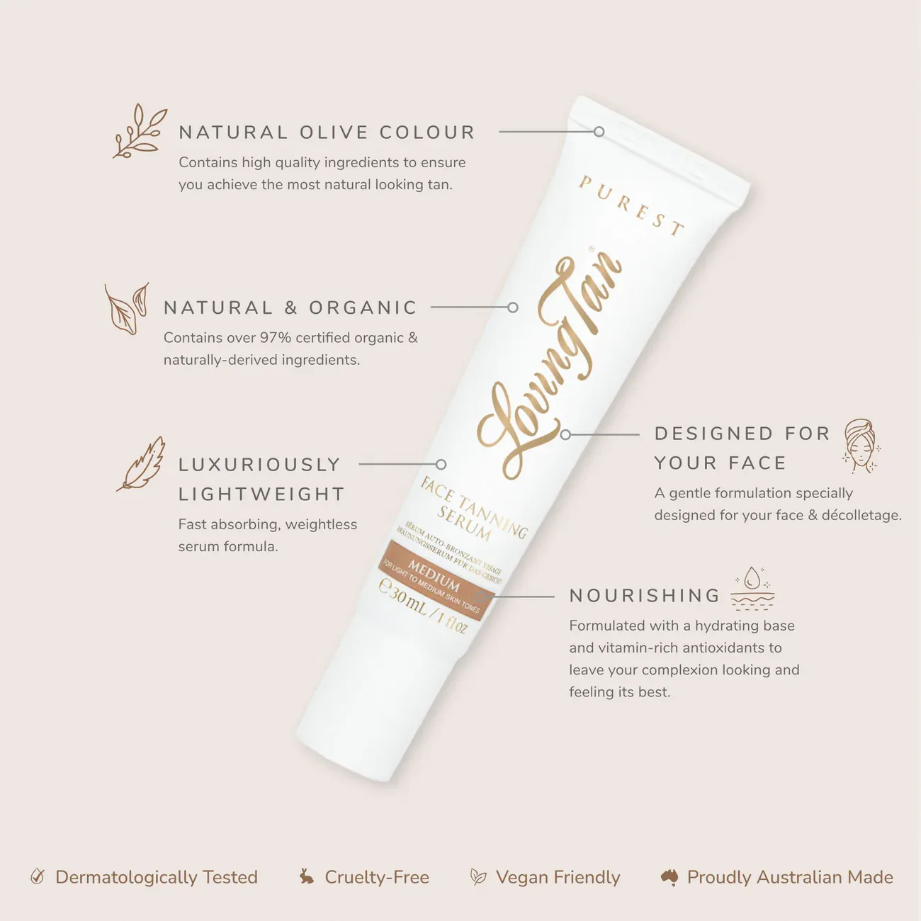 Loving Tan Purest Face Tanning Serum Medium