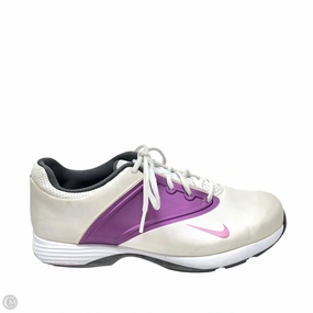 Soft Bounce Fit Control Shoes Sneakers By Nike In Cream & Purple, Size: 7.5