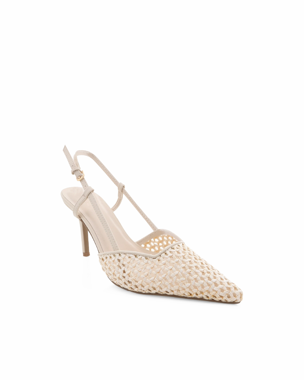 KAMERON - CREAM RAFFIA Comfort Heel Statement Shoes