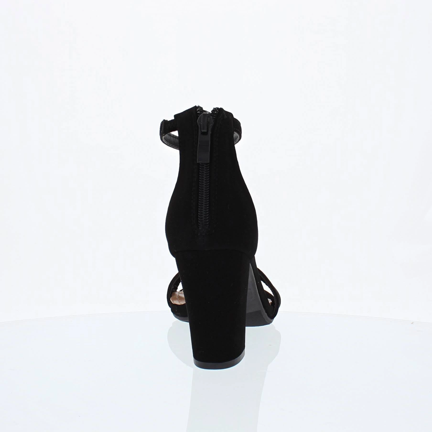 Ankle Strap Mid Chunky Heel (BLACK) Stand Easy Soft Step