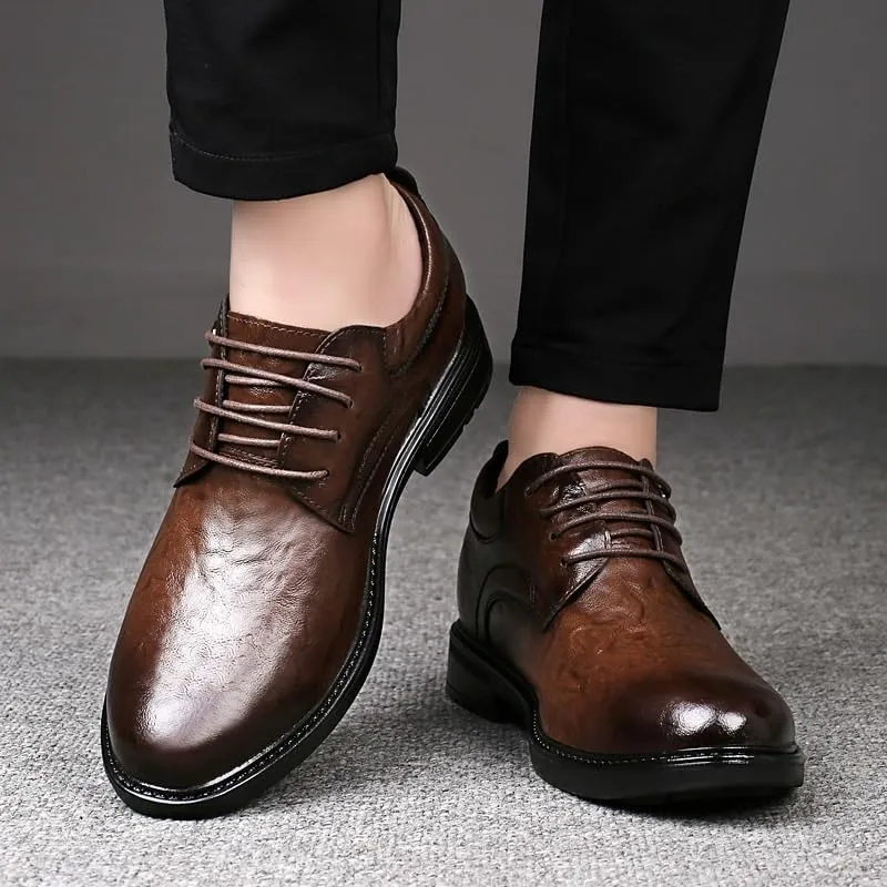 Luxury Leather Handmade Shoes, Round Toe Lace Up Classic Black Mens Leather Shoes, Casual Business Oxfords