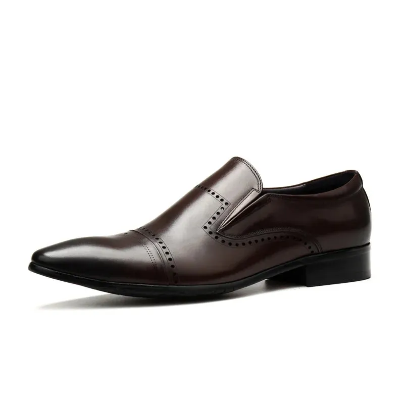 Luxury Men’s Derby Dress Shoes – Genuine Leather Handmade Slip-Ons, Pointed Toe Designer Loafers for Wedding & Business