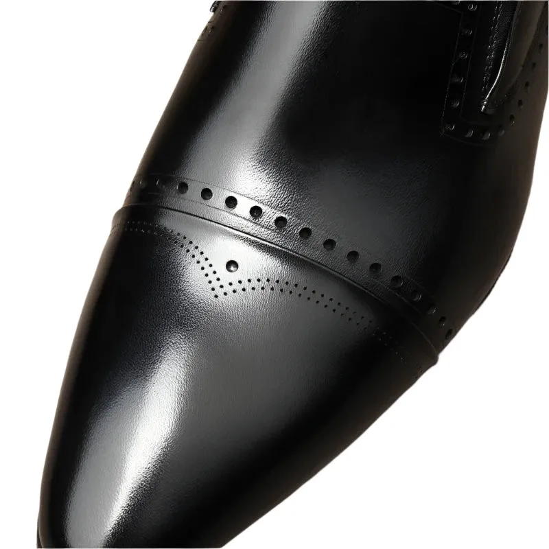 Luxury Men’s Derby Dress Shoes – Genuine Leather Handmade Slip-Ons, Pointed Toe Designer Loafers for Wedding & Business