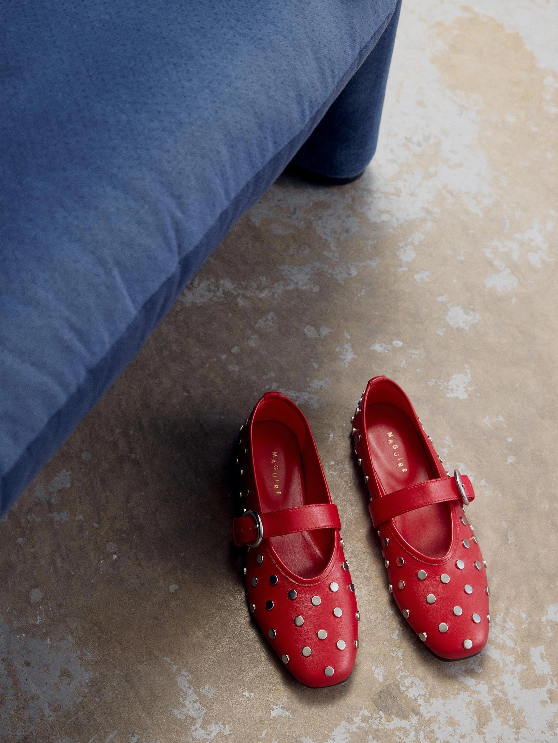 Bead Touch Cozy Feel Footwear Aveiro Cherry Stud Ballerina