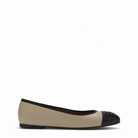 Vendo?me Ynes taupe calfskin leather ballerinas narrow-fit