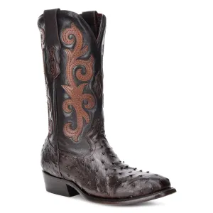 M2141 - Montana brown dress cowboy ostrich boots for men