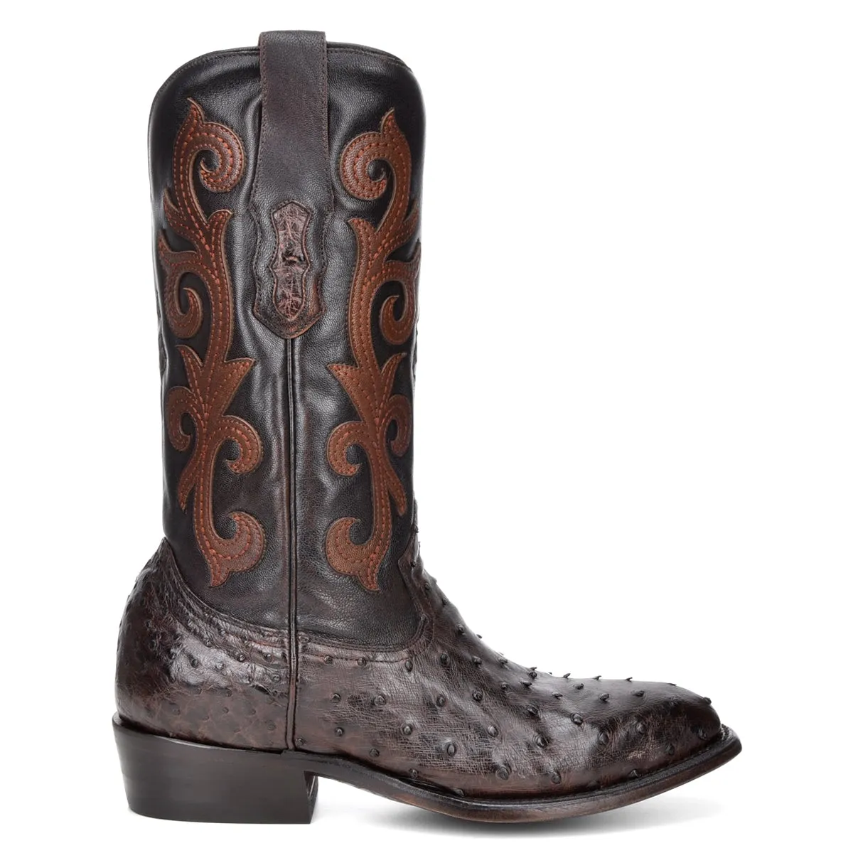 M2141 - Montana brown dress cowboy ostrich boots for men