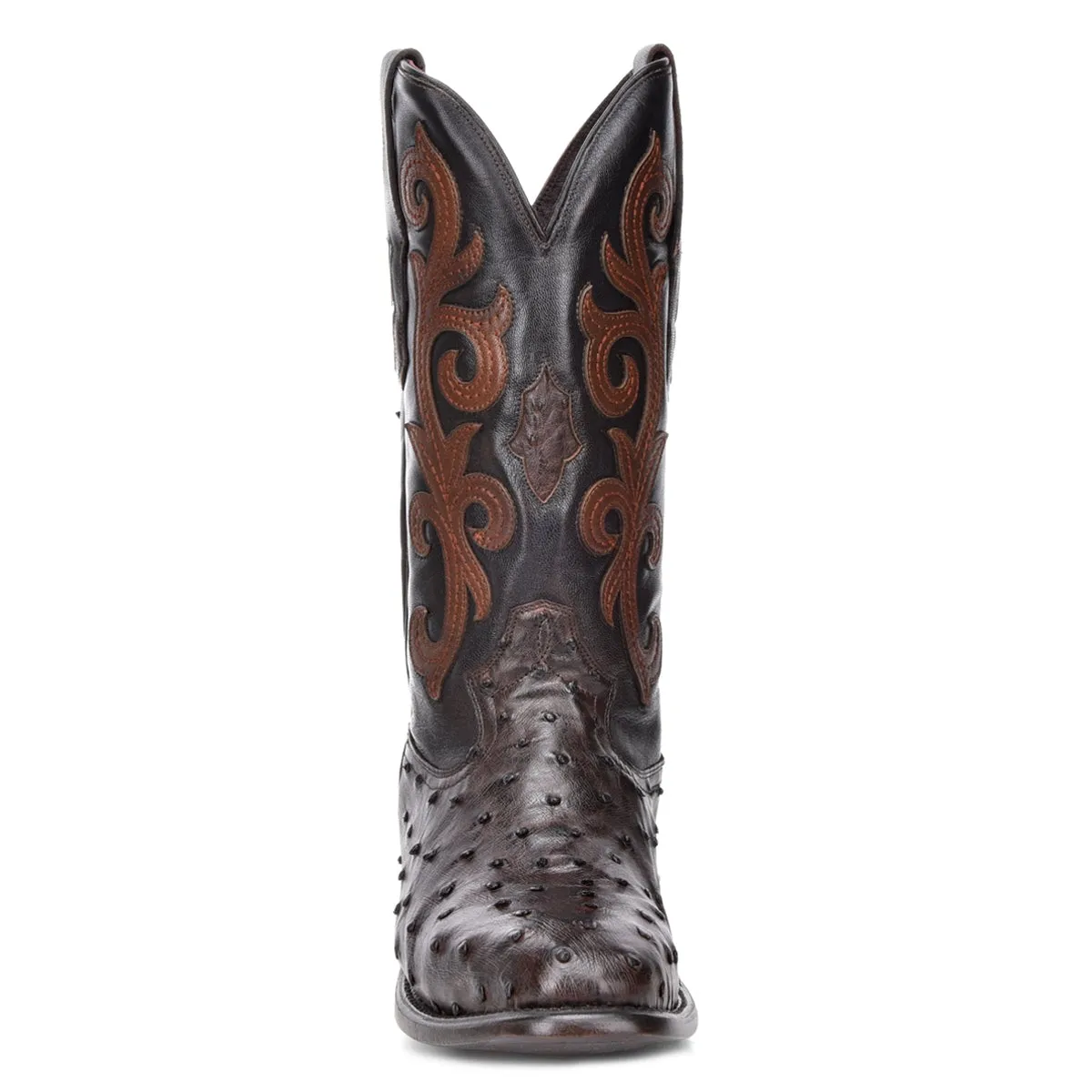 M2141 - Montana brown dress cowboy ostrich boots for men