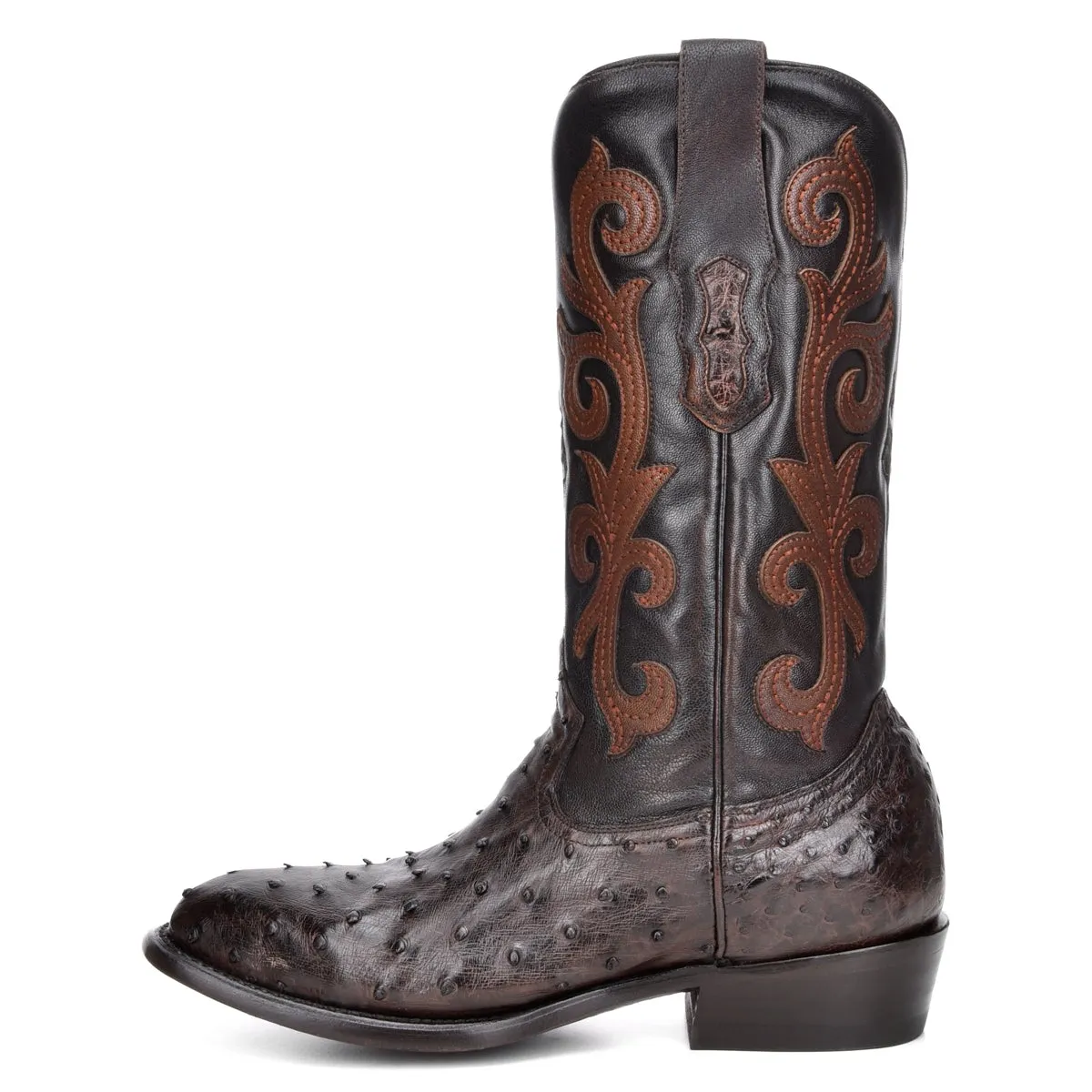 M2141 - Montana brown dress cowboy ostrich boots for men