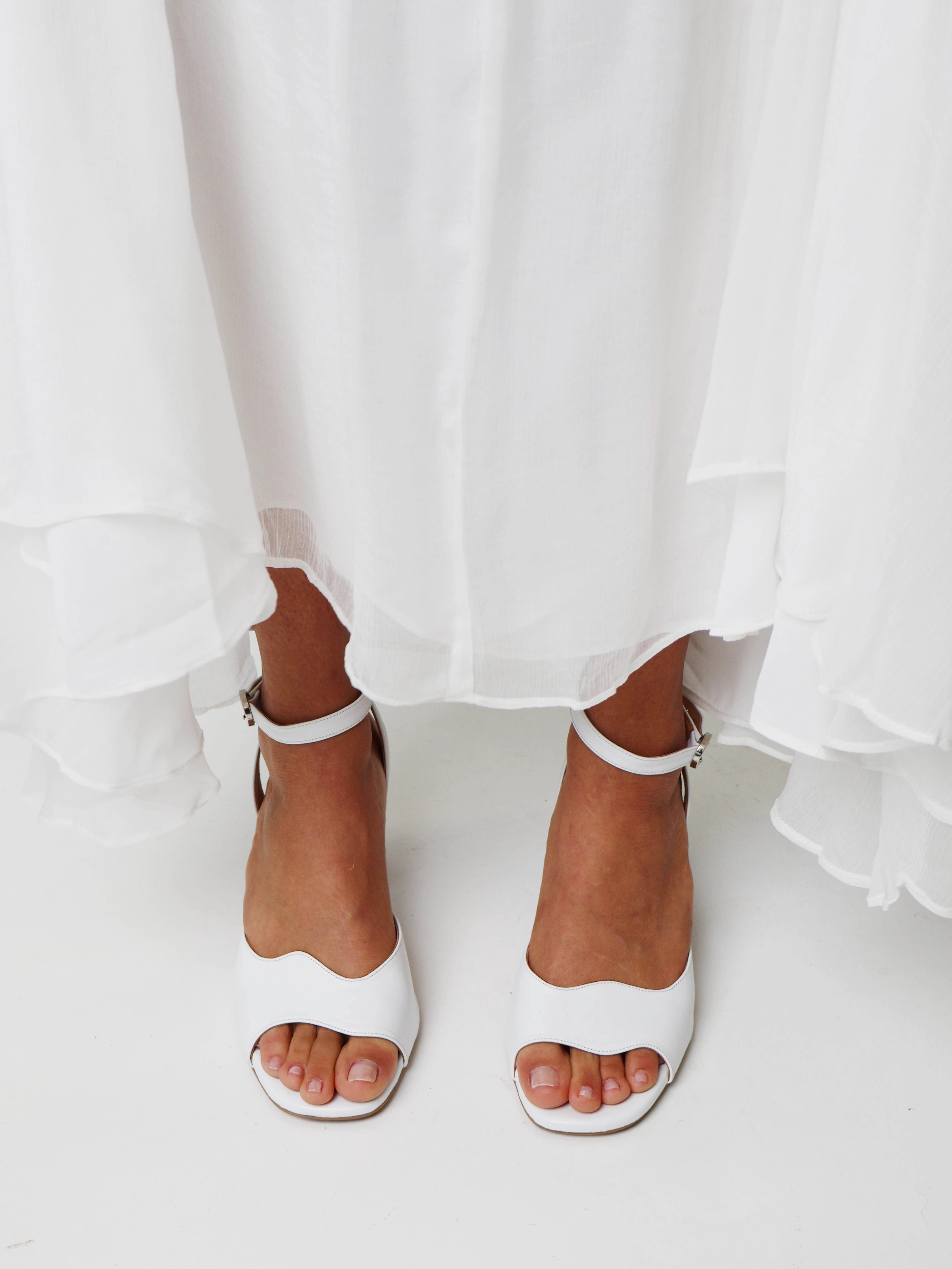 Malaga White Heel Comfortable fit Height Boost