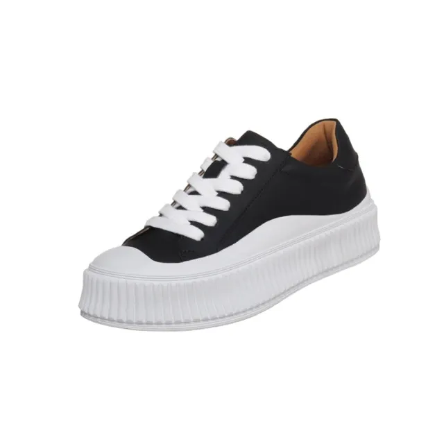 Mardin Women's Flat Leather Platform Black Sneaker
