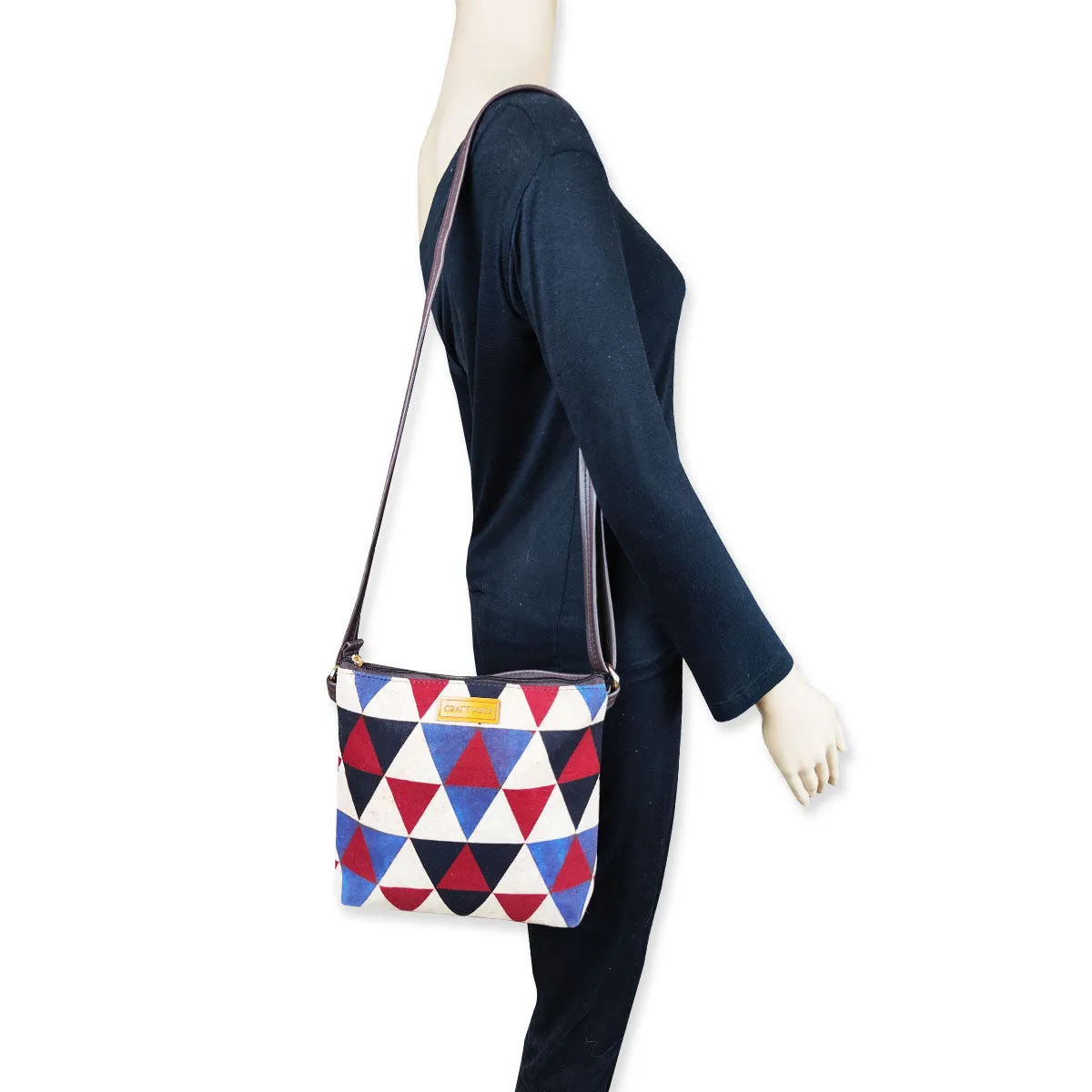 Maroon Triangles Sling Bag