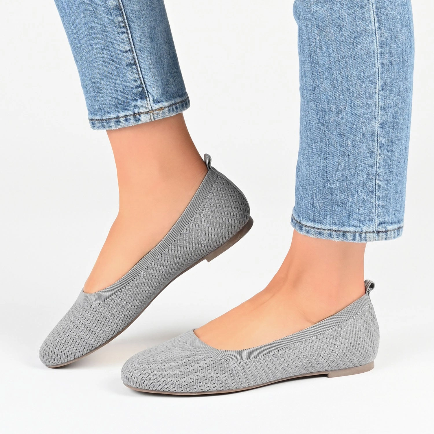 Smart Design Drawstring Lace MARYANN KNIT FABRIC BALLET FLATS Classic Detail