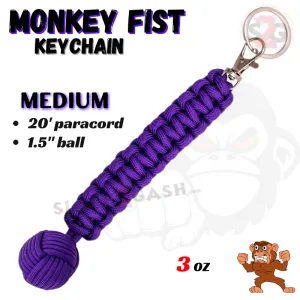 Medium Monkey Fist Self Defense Survival Keychain 20' Paracord - Purple