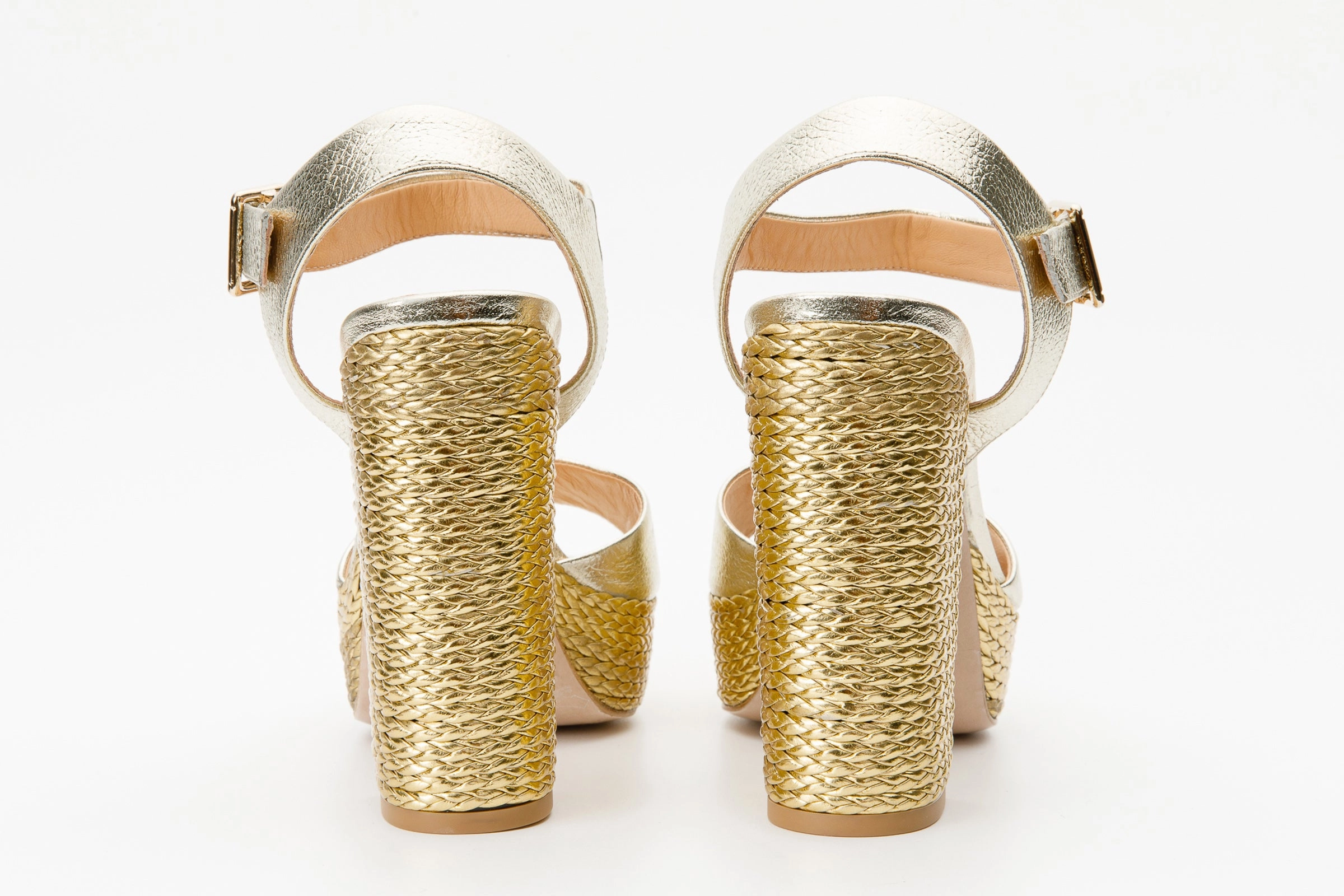 The Tampico Platform Heel Gold Leather Women Sandal Street Style