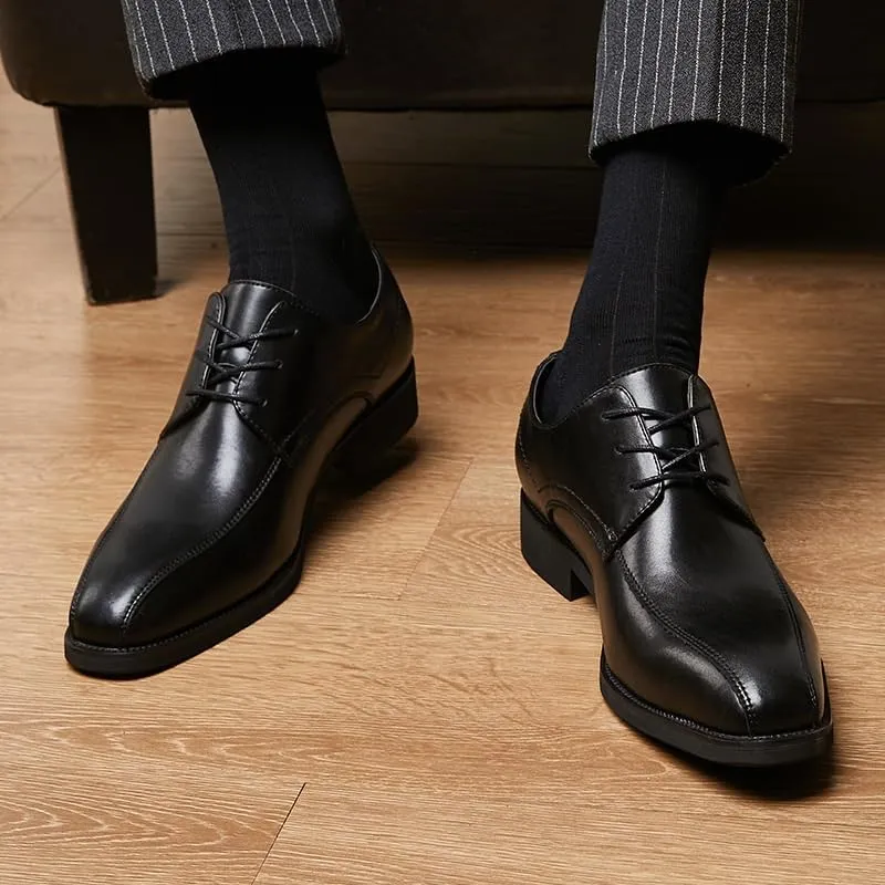 Men Oxford Superior Flexural Leather Fashion Dress Shoes Comfort Hand Stitched Business Formal Derby Shoes