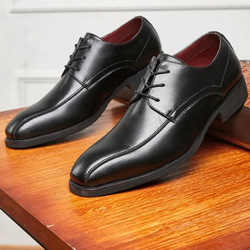 Men Oxford Superior Flexural Leather Fashion Dress Shoes Comfort Hand Stitched Business Formal Derby Shoes