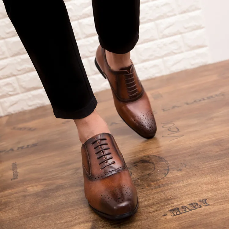 Men Pointed Oxfords Lace-Up Designer Formal Shoes