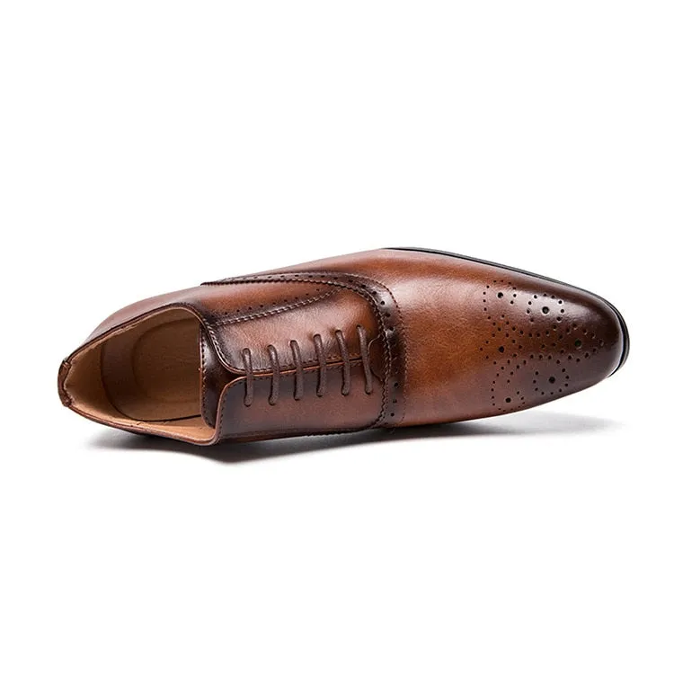 Men Pointed Oxfords Lace-Up Designer Formal Shoes