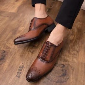Men Pointed Oxfords Lace-Up Designer Formal Shoes