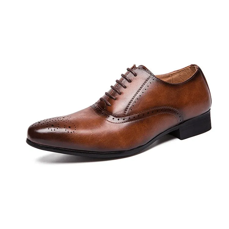 Men Pointed Oxfords Lace-Up Designer Formal Shoes