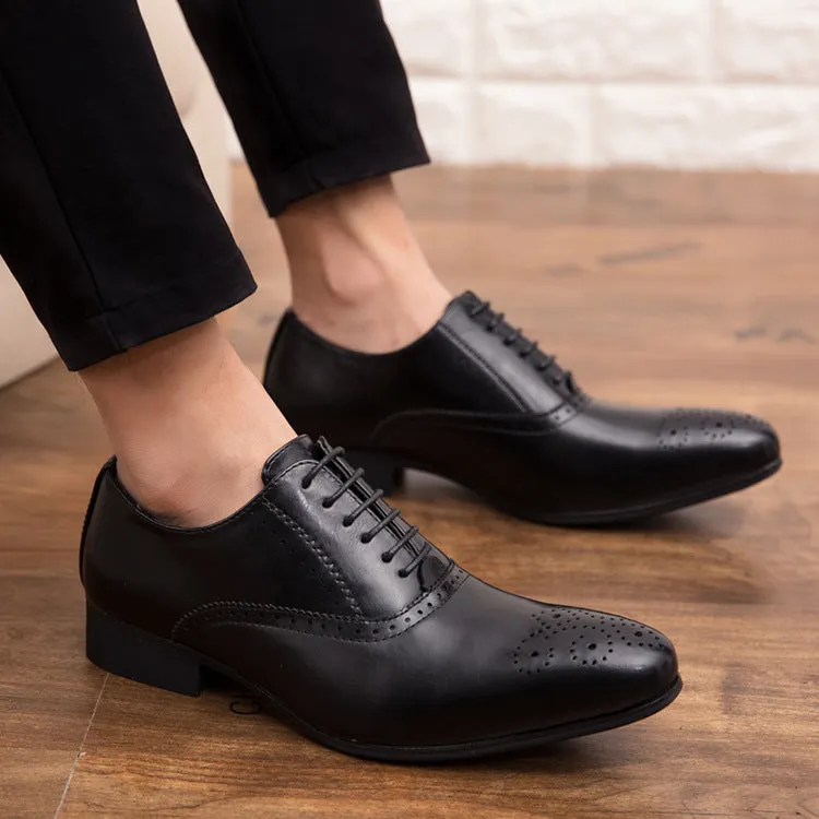 Men Pointed Oxfords Lace-Up Designer Formal Shoes
